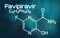 Chemical formula of  Favipiravir on a futuristic background