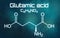 Chemical formula of Glutamic acid on a futuristic background