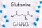 Chemical formula of Glutamine with some pills