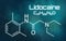 Chemical formula of Lidocaine on a futuristic background