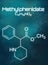 Chemical formula of Methylphenidate on a futuristic background