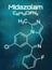 Chemical formula of Midazolam on a futuristic background