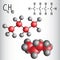 Chemical formula and molecule model of Butane C4H10