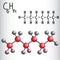 Chemical formula and molecule model of Hexane C6H14