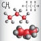 Chemical formula and molecule model of Propane C3H8