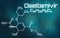 Chemical formula of  Oseltamivir on a futuristic background