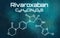 Chemical formula of Rivaroxaban on a futuristic background