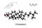 Chemical formula, skeletal formula and 3D ball-and-stick model of cholesterol