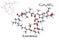 Chemical formula, skeletal formula and 3D ball-and-stick model of a immunosuppressant drug everolimus