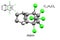 Chemical formula, skeletal formula, and 3D ball-and-stick model of insecticide aldrin