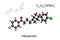 Chemical formula, skeletal formula, and ball-and-stick model of antipsychotic drug haloperidol