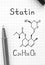 Chemical formula of Statin with pen