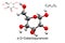 Chemical formula, structural formula and 3D ball-and-stick model of alpha-D-galactopyranose, white background