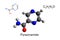 Chemical formula, structural formula and 3D ball-and-stick model of pyrazinamide