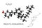 Chemical formula, structural formula and 3D ball-and-stick model of vitamin D3 cholecalciferol, white background