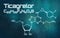 Chemical formula of Ticagrelor on a futuristic background