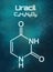 Chemical formula of Uracil on a futuristic background