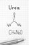 Chemical formula of Urea with pen.
