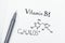 Chemical formula of Vitamin B1 with pen