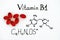 Chemical formula of Vitamin B1 and pills