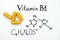 Chemical formula of Vitamin B1 and yellow pills.