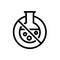 Chemical free line icon with lab flask and bubbles. Food industry concept symbol.