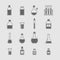 Chemical glassware icons set.