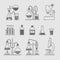 Chemical glassware icons set.