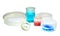 Chemical glassware, weighing bottles with chemicals