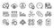 Chemical hazard, 24 hours and Work home line icons set. Vector