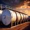 Chemical industrial storage tanks for liquid in a factory warehouse plant