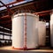 Chemical industrial storage tanks for liquid in a factory warehouse plant