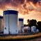 Chemical industrial storage tanks for liquid in a factory warehouse plant