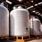 Chemical industrial storage tanks for liquid in a factory warehouse plant