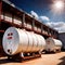 Chemical industrial storage tanks for liquid in a factory warehouse plant