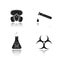 Chemical industry drop shadow black icons set