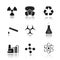 Chemical industry drop shadow black icons set