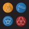 Chemical industry flat linear long shadow icons set