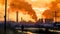 chemical industry, industrial factories pollute the air with toxic smoke from the chimney, made with Generative AI