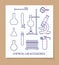 Chemical lab accessories line icons