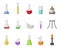 Chemical lab equipment flat vector illustrations set