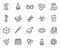 Chemical lab research vector linear icons set