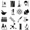 Chemical lab vector icons set. laboratory illustration sign collection. Chemistry and biotechnology symbol.