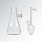 Chemical laboratory 3d lab flask glassware tube liquid biotechnology analysis and medical scientific equipment vector