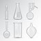 Chemical laboratory 3d lab flask glassware tube liquid biotechnology analysis and medical scientific equipment vector