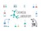 Chemical laboratory equipment banner template. Lab glassware, beakers, flasks and test tubes. Modern high precision