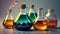 Chemical laboratory glassware in different sizes and shapes