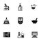 Chemical laboratory glyph style icons set