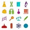 Chemical laboratory icons doodle set