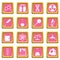 Chemical laboratory icons pink